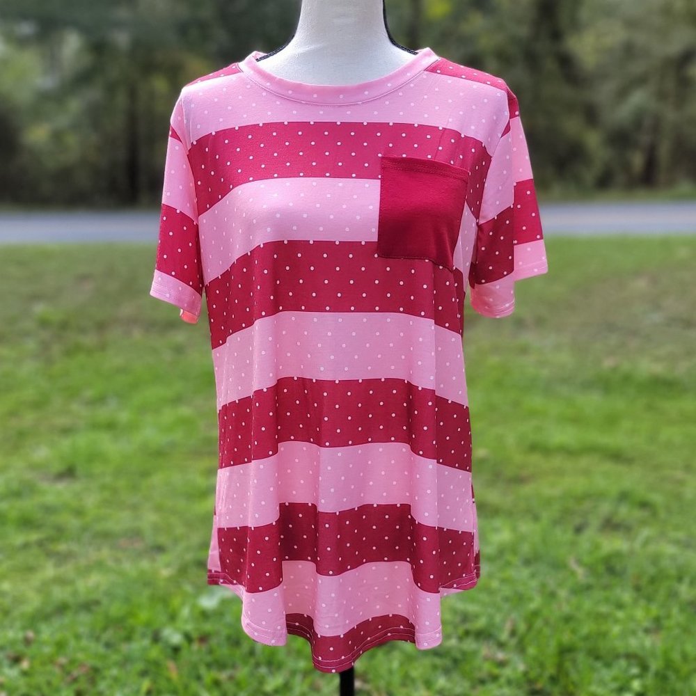 Short Sleeve Polka Dot Striped Shirt
